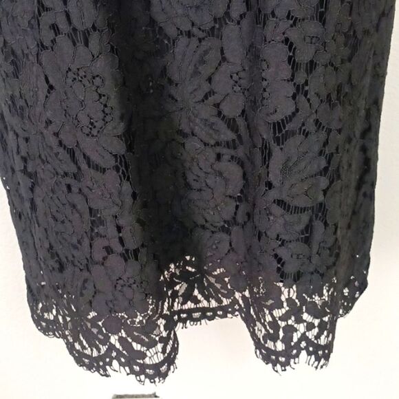 Michael Michael Kors black lace floral short sleeve modest midi dress sz 10 - Picture 7 of 15